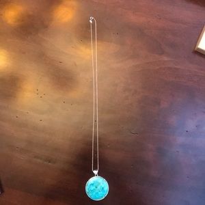 Blue turquoise pendant with chain